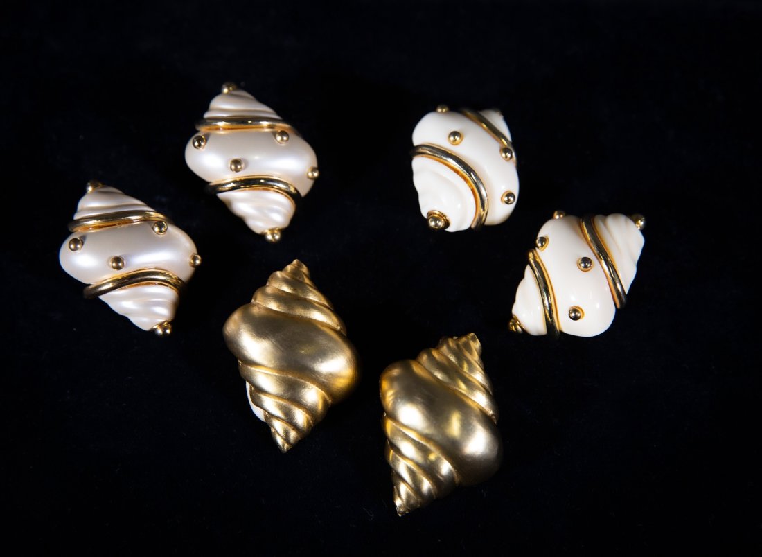Kenneth Jay Lane Shell Earrings, Three Pair (1 of 2)