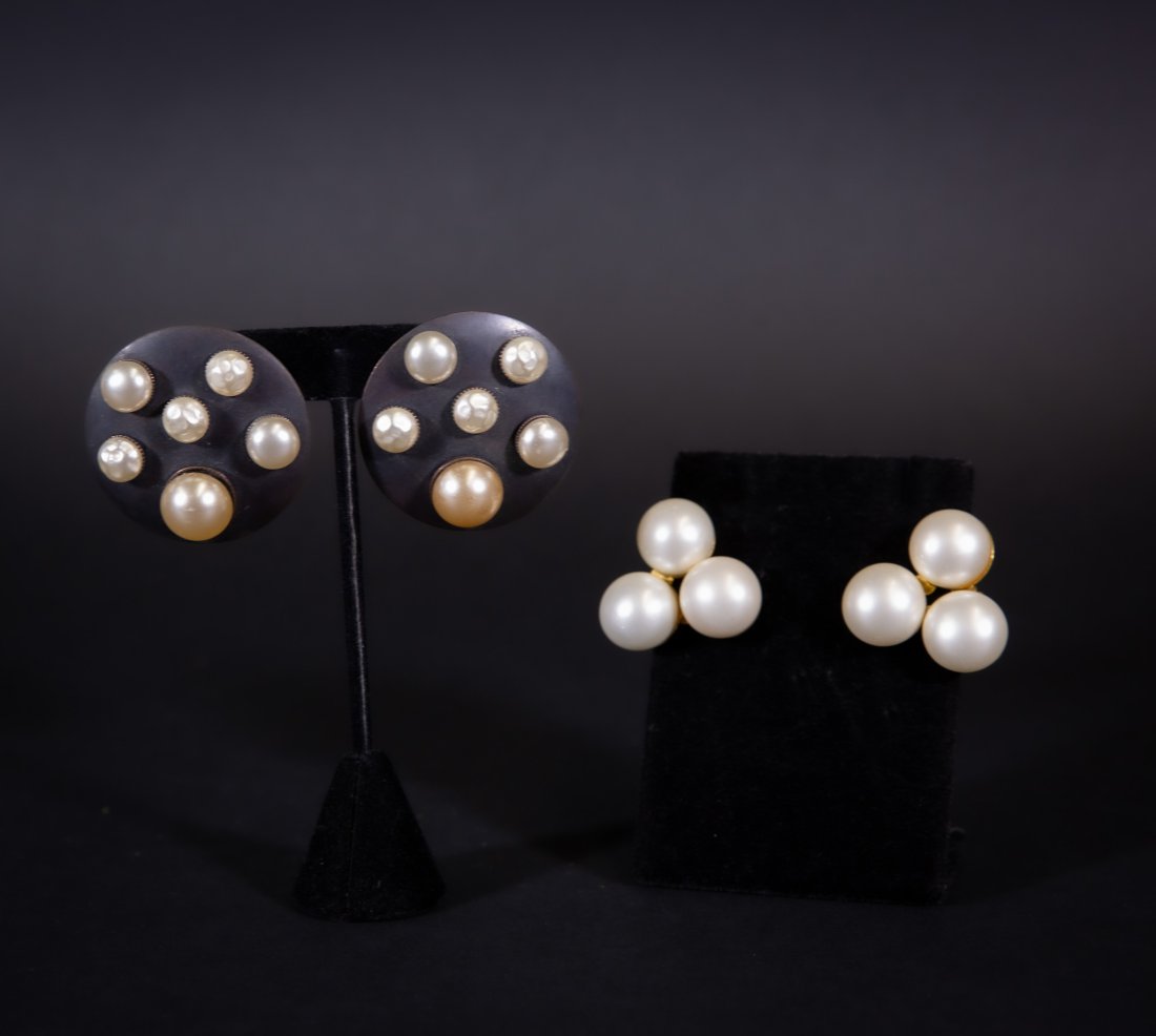 Sharra Pagano Faux Pearl Earrings, Two Pair (1 of 3)