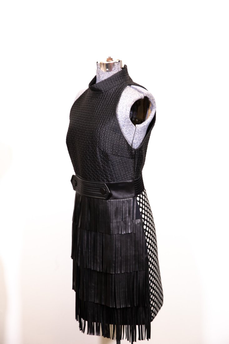Emanuel Ungaro Black Leather Fringe Dress, New with Tags (1 of 5)