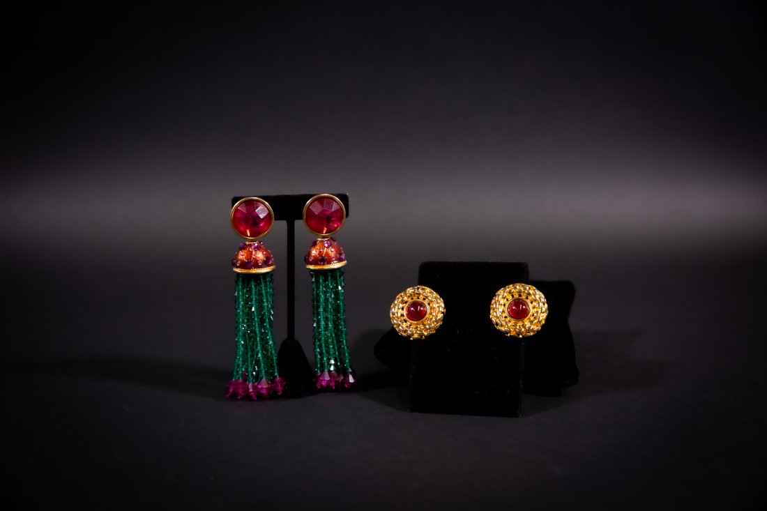 Pair Vintage Crystal Accent Earrings (1 of 3)