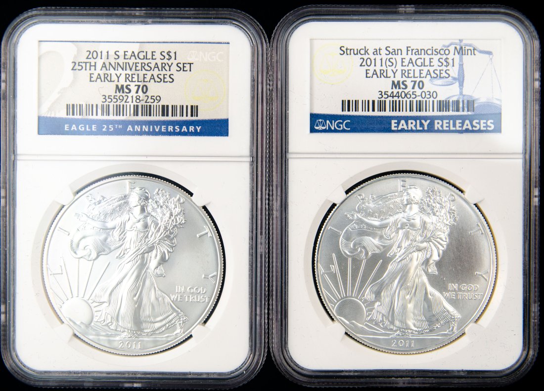 2011-S & 2011(S) United States 1oz Silver Eagle NGC MS70 (1 of 2)