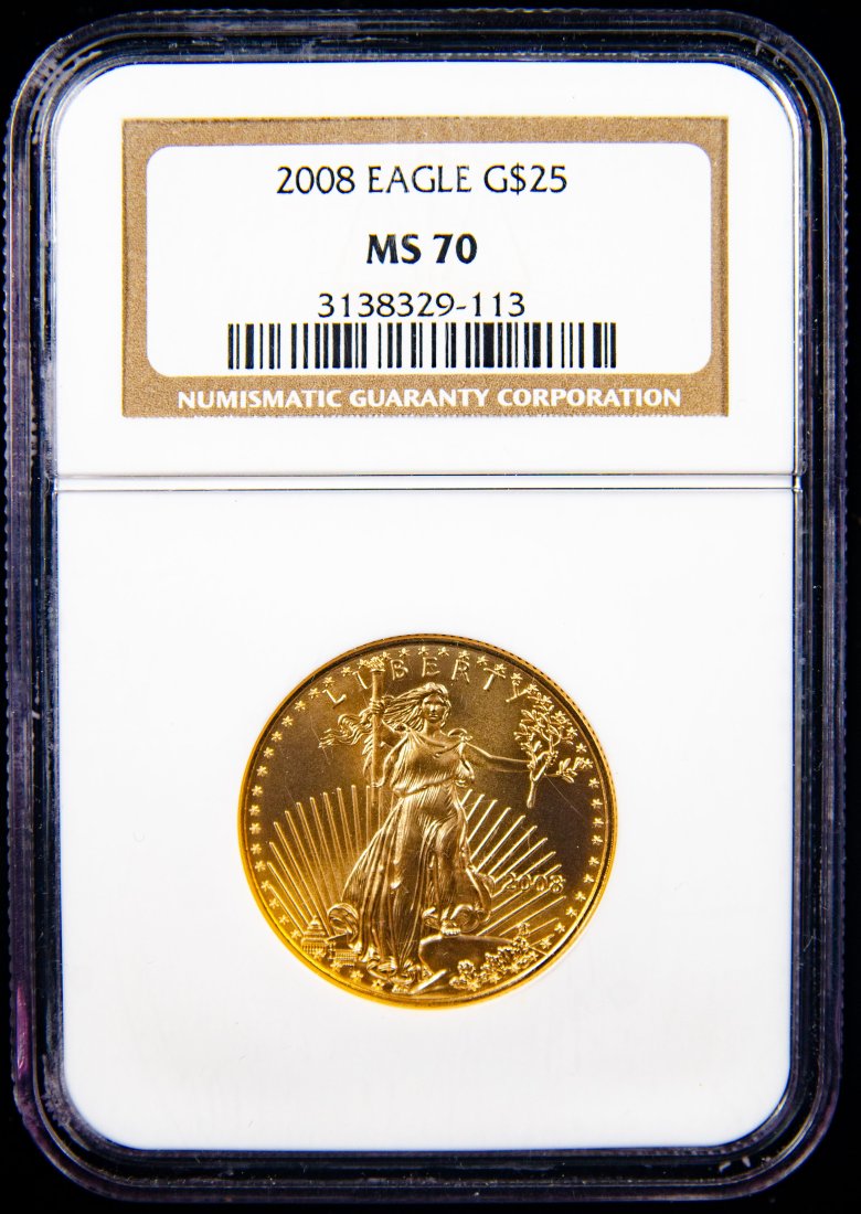 2008 United States $25 Gold Eagle 1/2oz NGC MS70 (1 of 3)