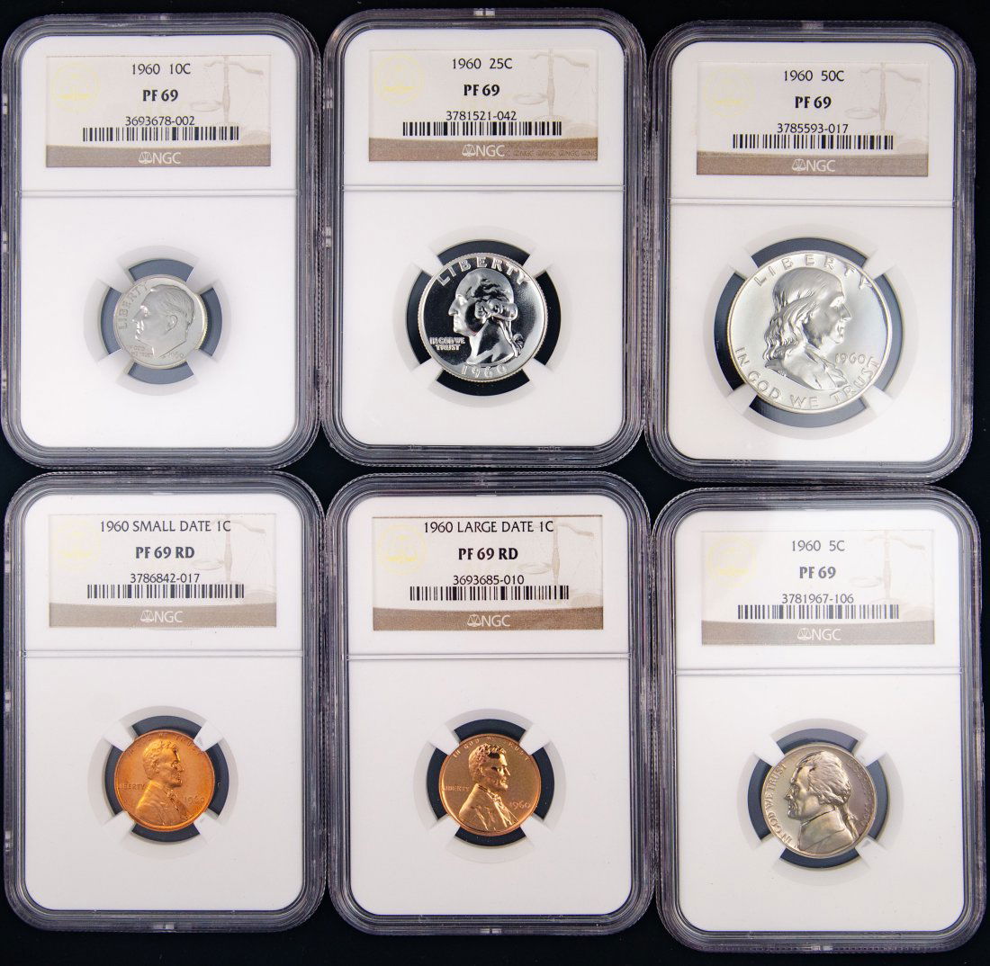 Six(6) 1960 United States Proof Set NGC PF69 - Half, Quarter, Dime, Nickel, Cents(2) (1 of 2)