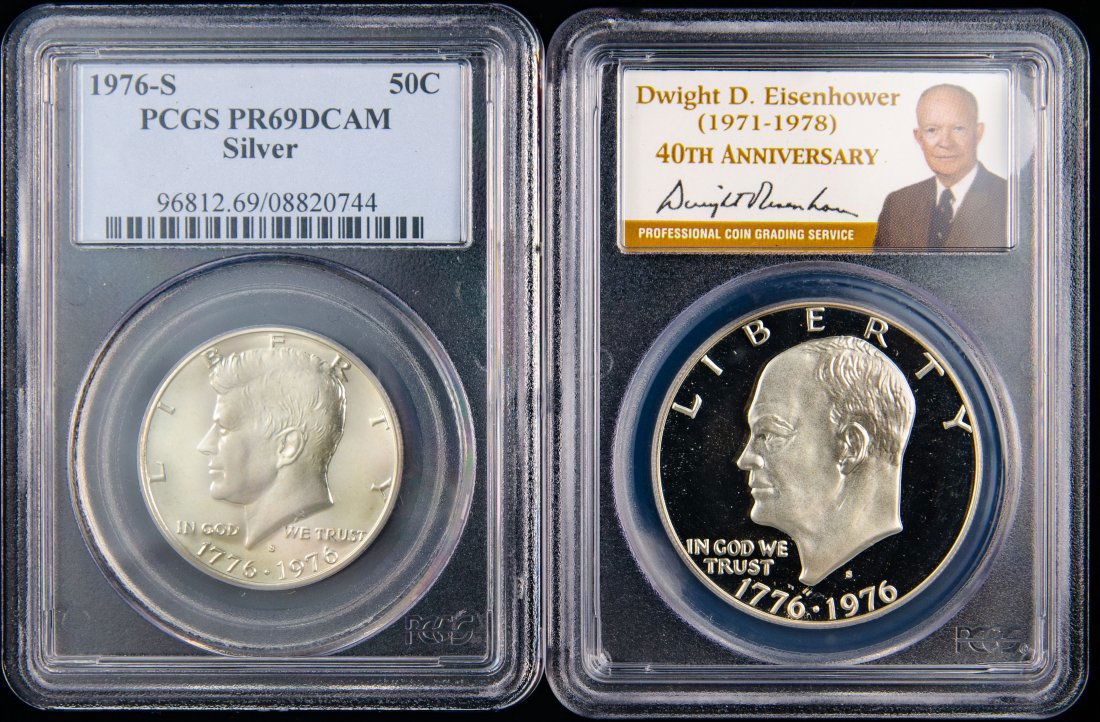Two(2) 1976-S United States Proof Eisenhower & JFK Silver PCGS PR69DCAM (1 of 2)
