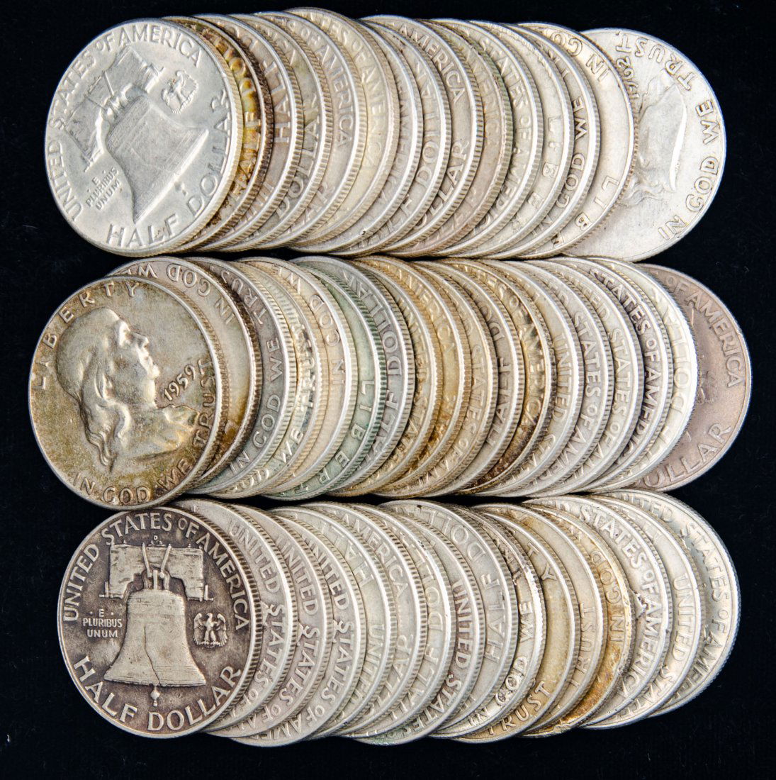 $25 Face Value United States 90% Silver Ben Franklin Half Dollars (1 of 2)