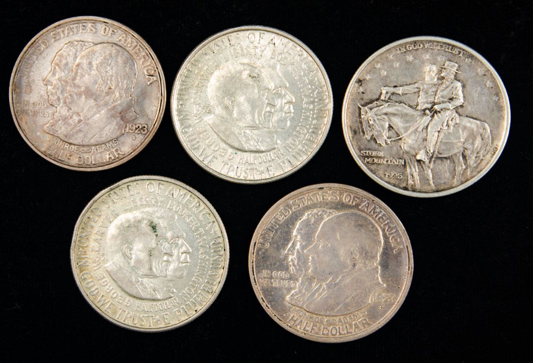 Five(5) Mixed United States Commemorative Half Dollars (Monroe, Carver, Stone Mt) (1 of 2)