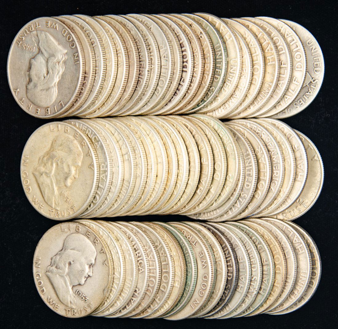 $30 Face Value United States 90% Silver Ben Franklin Half Dollars (1 of 2)