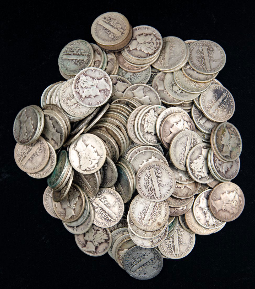 $20 Face Value Mixed Date United States 90% Silver Mercury Dimes (1 of 2)