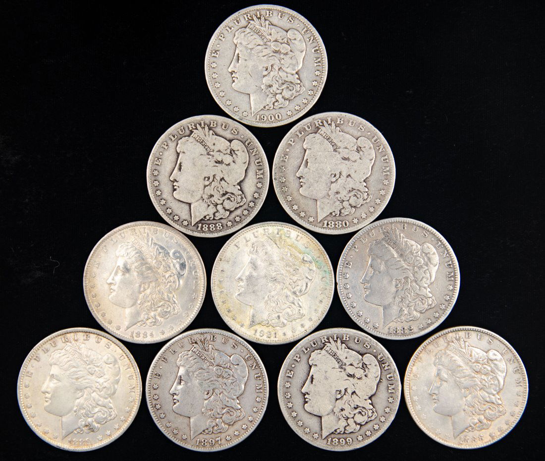 Ten(10) Mixed Date United States Morgan Silver Dollars (1 of 2)