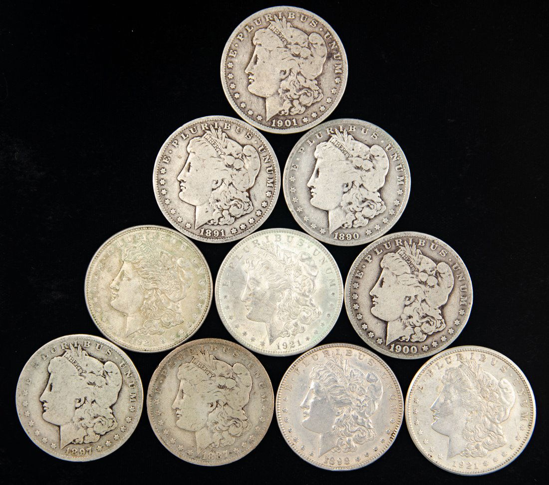 Ten(10) Mixed Date United States Morgan Silver Dollars (1 of 2)
