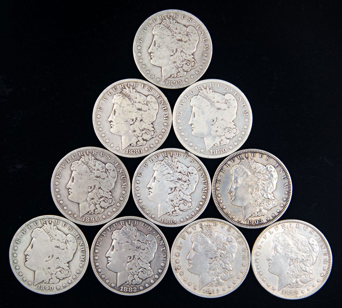 Ten(10) Mixed Date United States Morgan Silver Dollars (1 of 2)