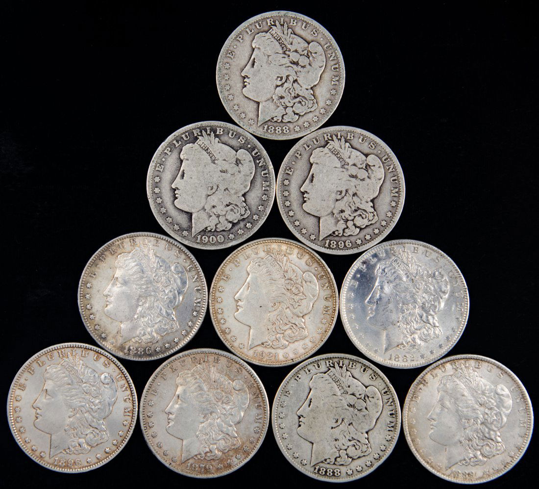 Ten(10) Mixed Date United States Morgan Silver Dollars (1 of 2)