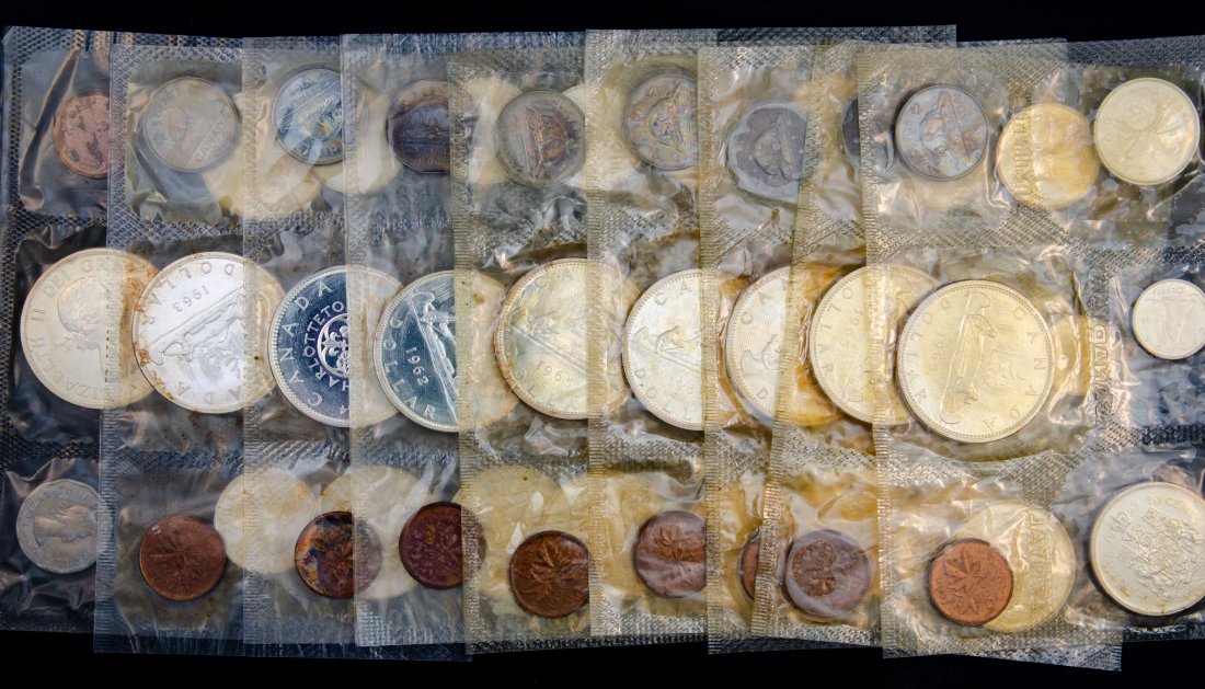 Nine(9) 1960s Canadian 80% Silver Mint Sets (1 of 2)