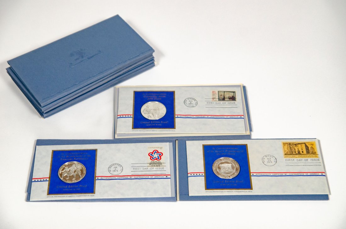Ten(10) 1971 Postmasters of America Sterling Silver Commemorative Rounds (1 of 3)