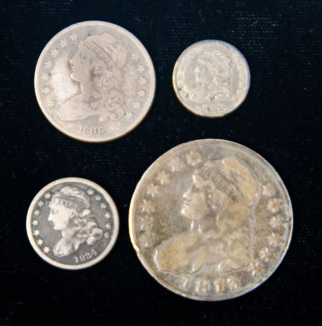 Four(4) Mixed United States Capped Bust Coins (Half, Quarter, Dime, Nickel) (1 of 2)