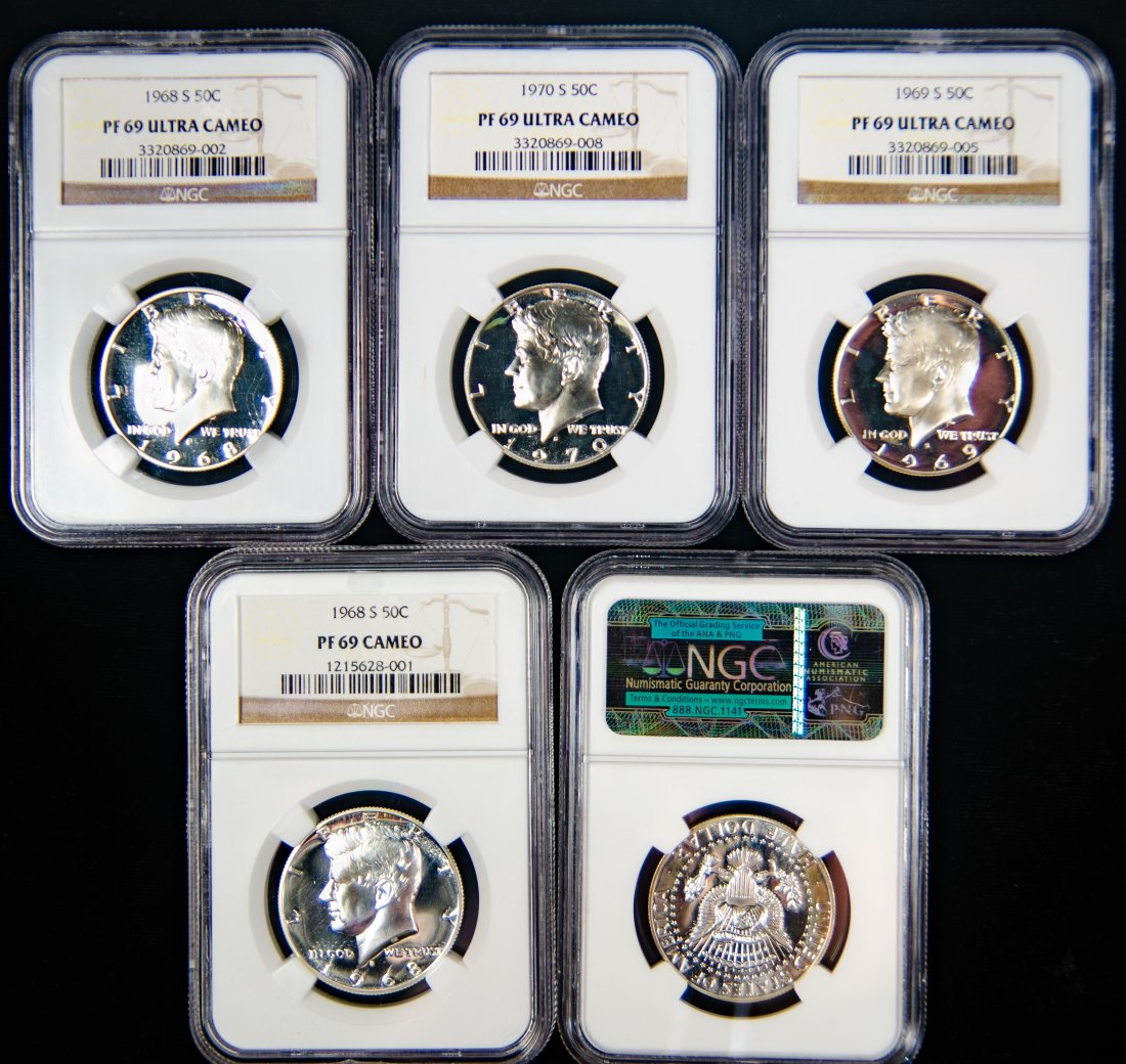 Five(5) Mixed Date United States JFK Half Dollars Proofs NGC PF69 Cameo (1 of 2)