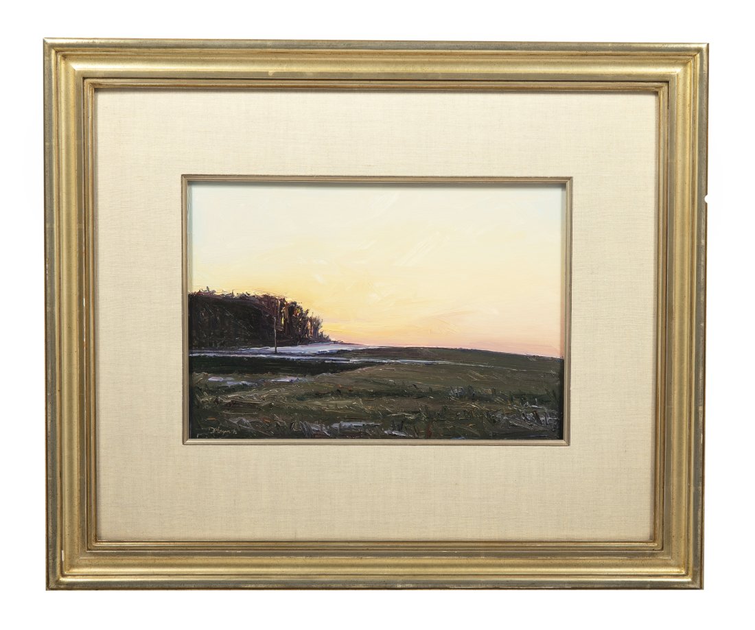 Dorothy Morgan (English, 20th Century) Oil Painting: Artist: Dorothy Morgan (English, 20th Century) Medium: Oil on board Title: N/A Subject: Sunset landscape Image Size: 10H x 14.5W Date: N/A Edition Size: Original Signature: Lower left "D Morgan 96" F