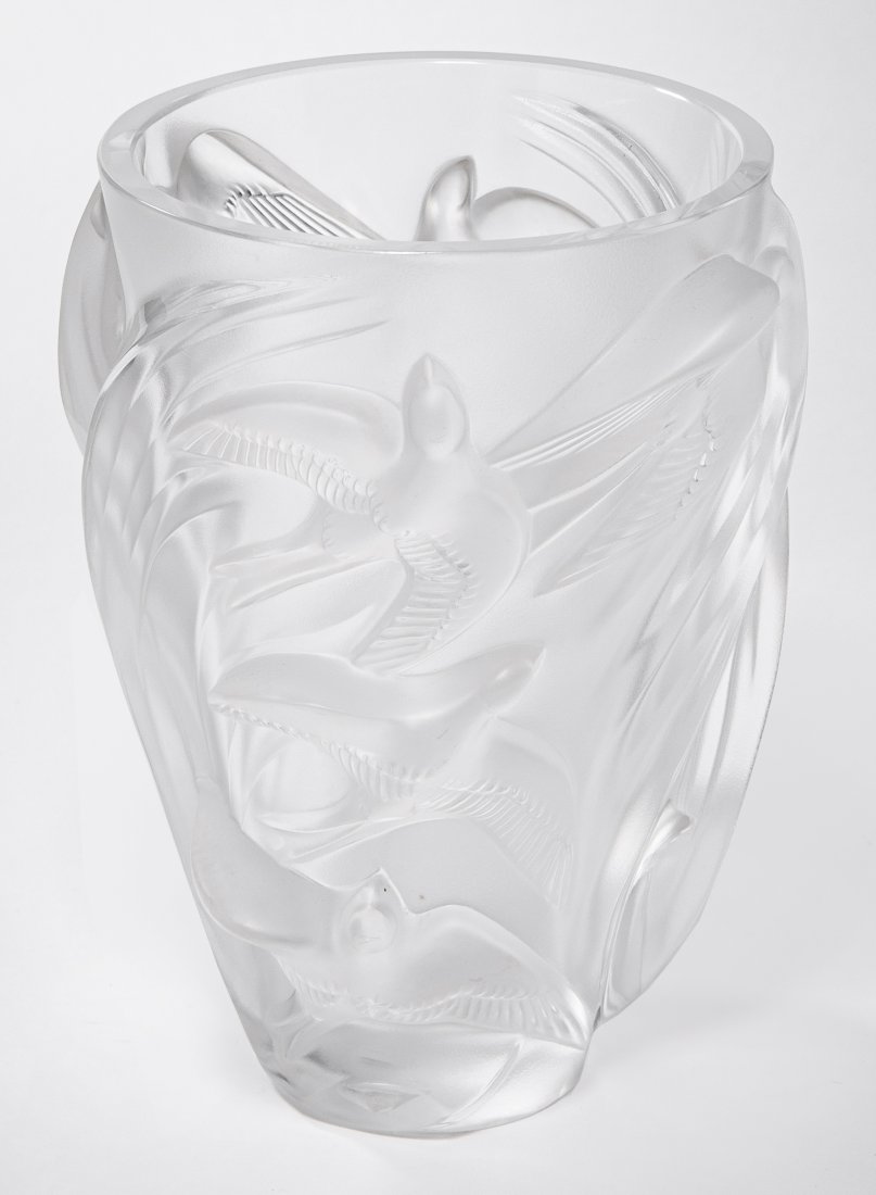 Tall Lalique "Martinetes" Vase (1 of 2)