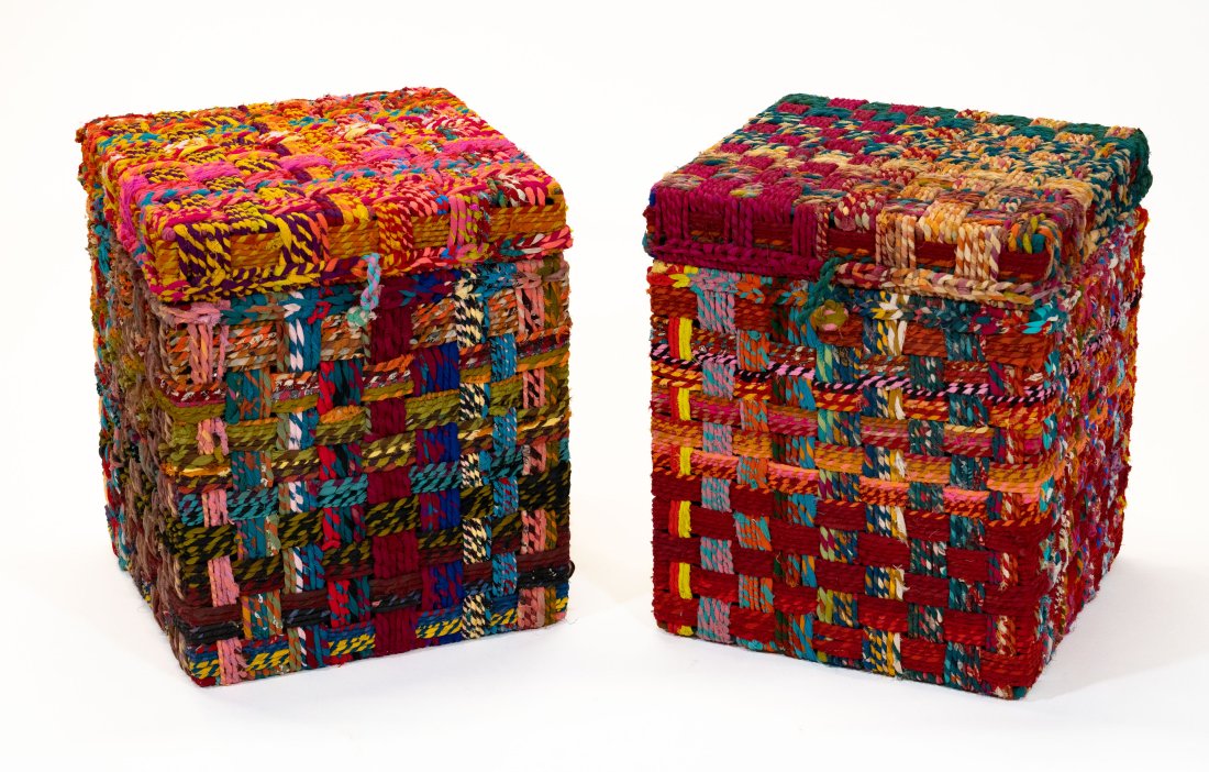 Colorful Handmade Woven Storage Baskets - Pair (1 of 7)