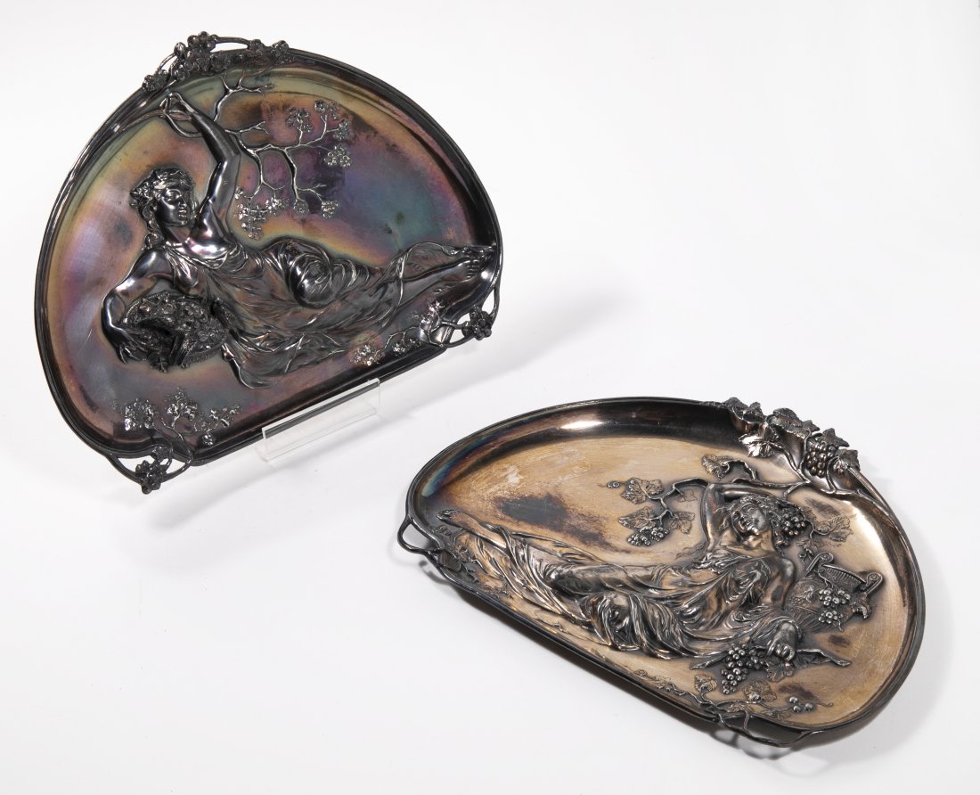 Two(2) Art Nouveau WMF German Silver plate  Trays (1 of 6)