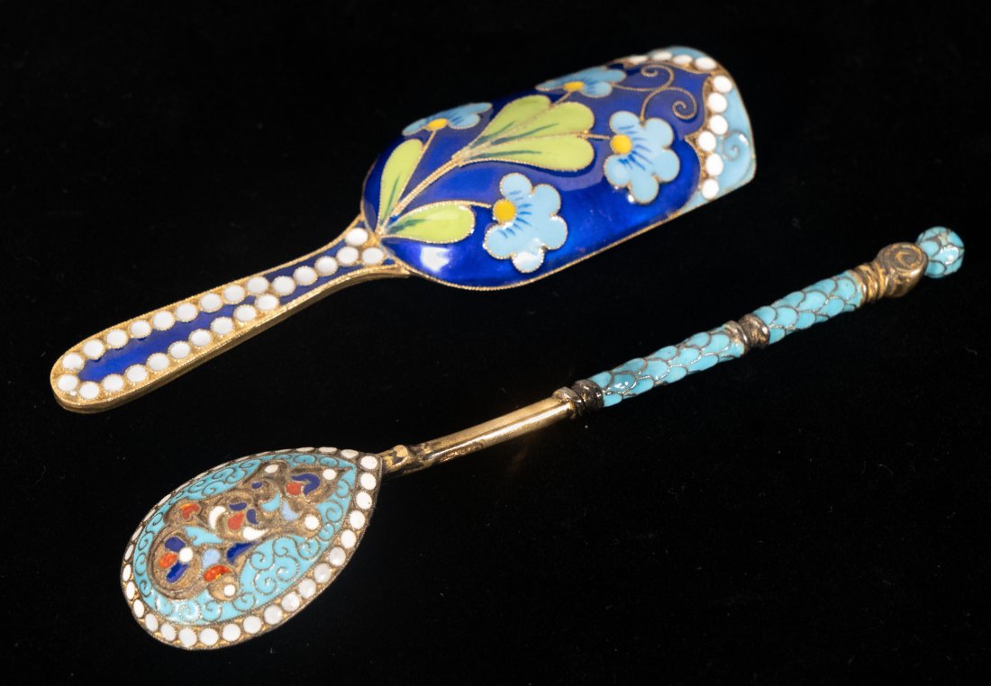 Two(2) Russian Silver Enamel Spoons (1 of 5)
