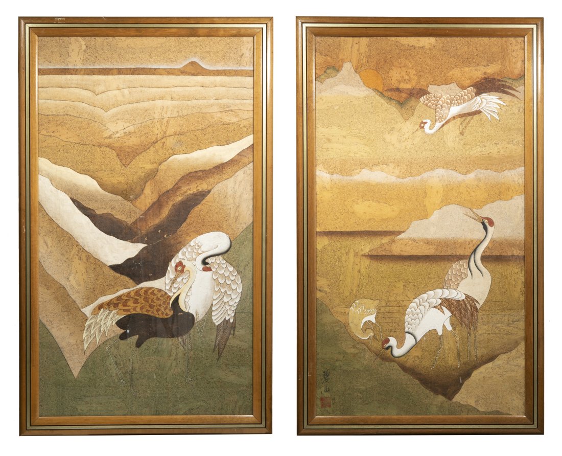 Two(2) Chinese Oil on Cork Paintings (1 of 6)