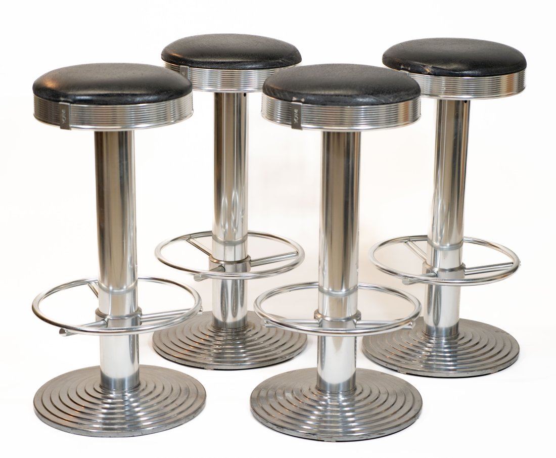 YCAMI Chrome & Black Leather Barstools - Set of 4 (1 of 14)