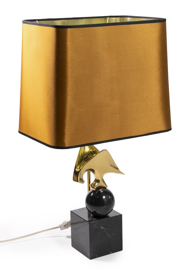 Modern Polished Brass Eagle & Turquoise Table Lamp (1 of 3)