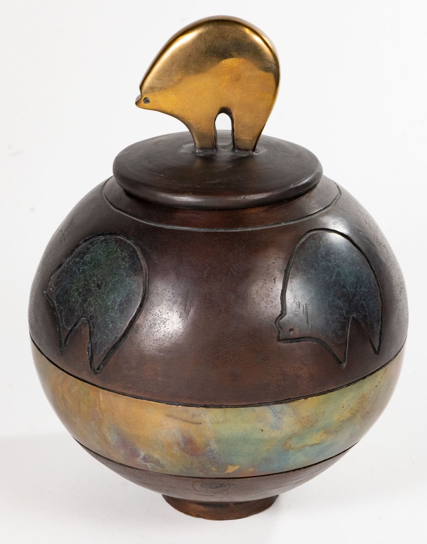 Felicia Nawa Bronze and Brass Bear Fetish Jar (1 of 9)