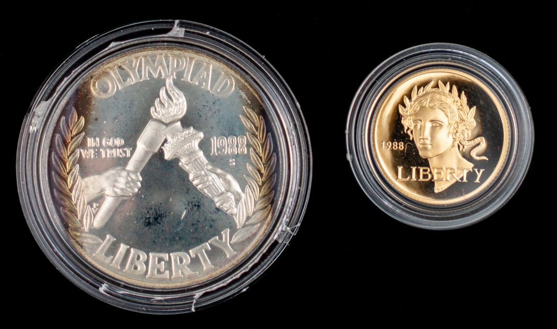 1988 United States Olympic Gold & Silver Proof Coin Set (1 of 4)