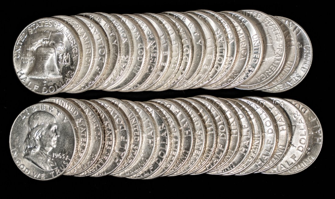 $20 FV United States 90% Silver Franklin Half Dollars (1 of 3)