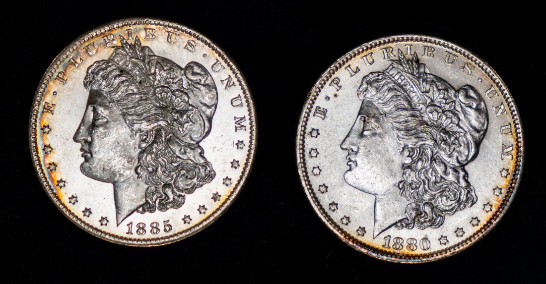 1885-O & 1880-O United States Morgan Silver Dollars - BU (1 of 2)