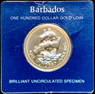 1975 Barbados $100 Gold Coin in Packaging