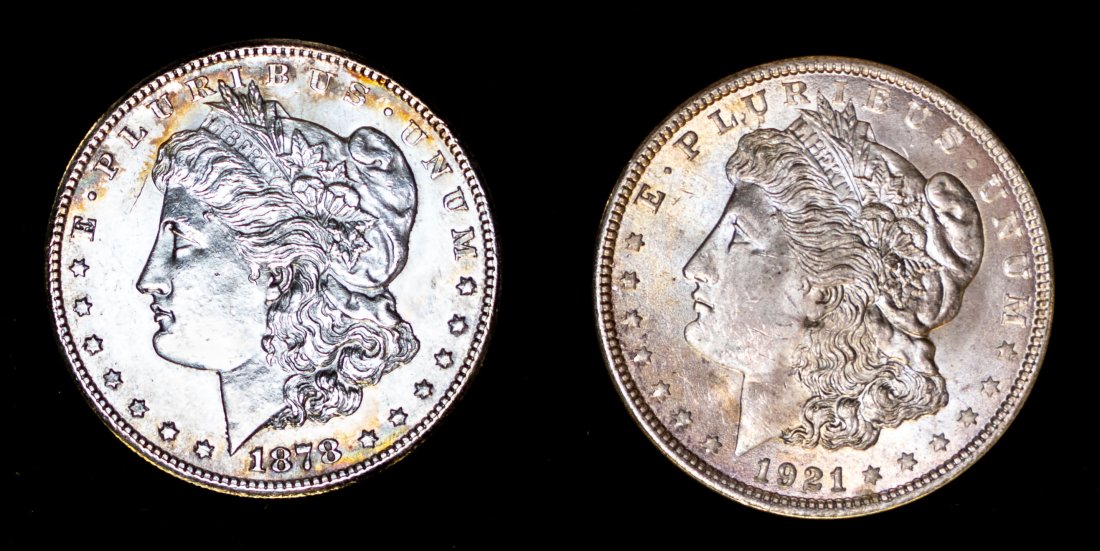 1878-S & 1921 United States Morgan Silver Dollars - BU (1 of 2)