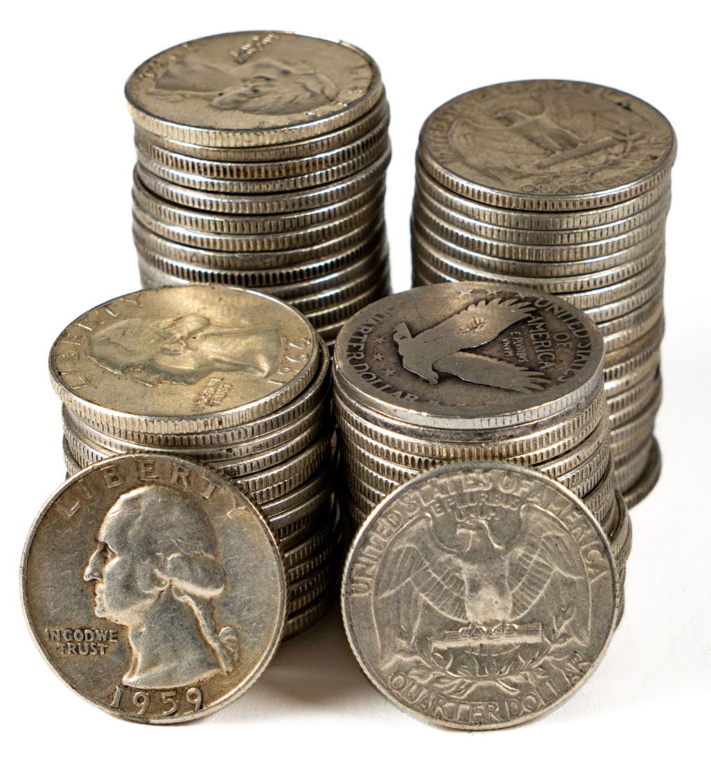 $20FV Mixed Date United States 90% Silver Washington Quarters (1 of 2)
