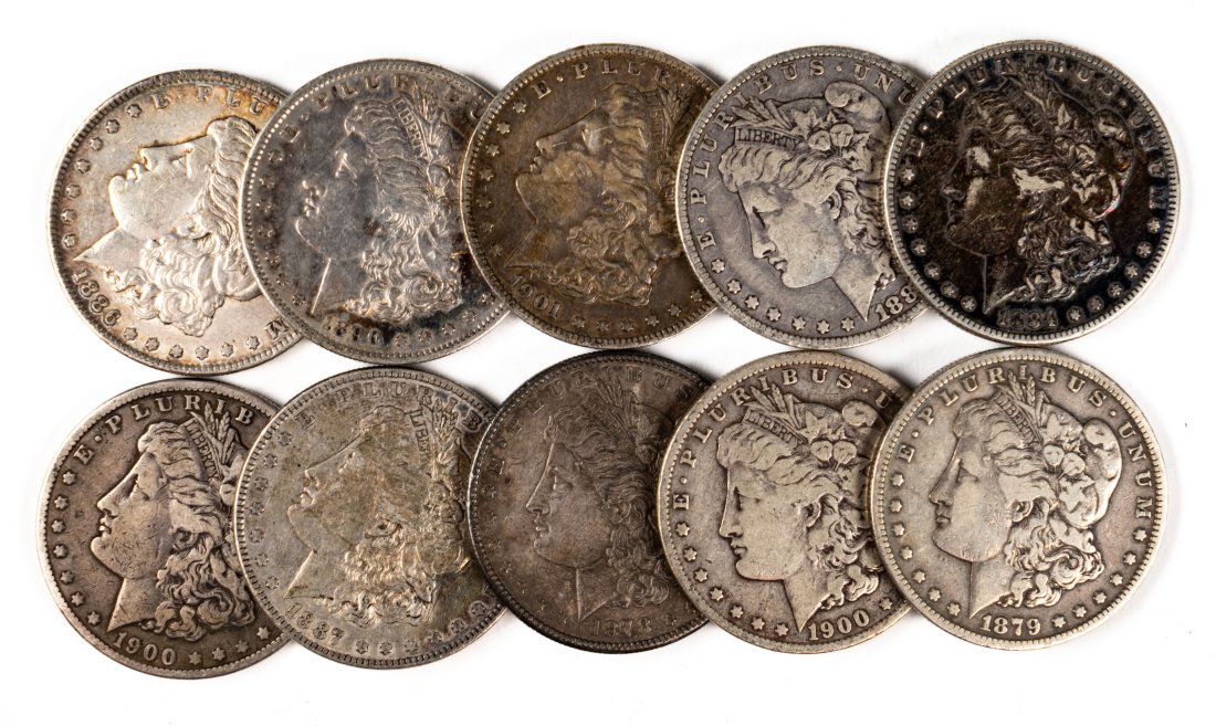 Ten (10) Mixed Date United States Morgan Silver Dollars (1 of 2)