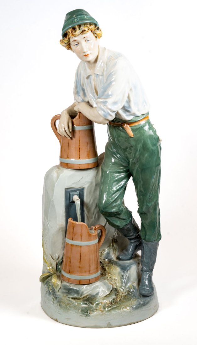 Large Royal Dux Porcelain Man at Well Figure (1 of 8)