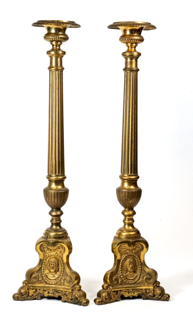 Vintage Brass Neo-Classical Floor Candleholders (1 of 6)