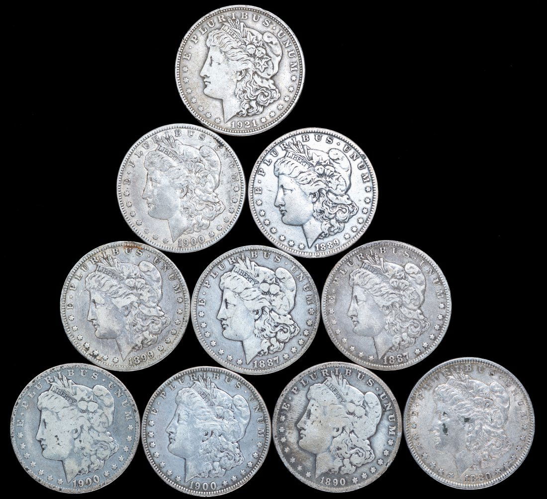 Ten (10) Mixed Date United States Morgan Silver Dollars (1 of 2)