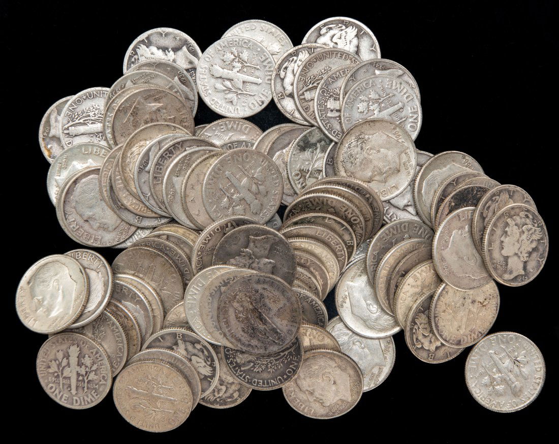 $10 Face Value Mixed United States Silver Dimes (Roosevelt & Mercury) (1 of 1)