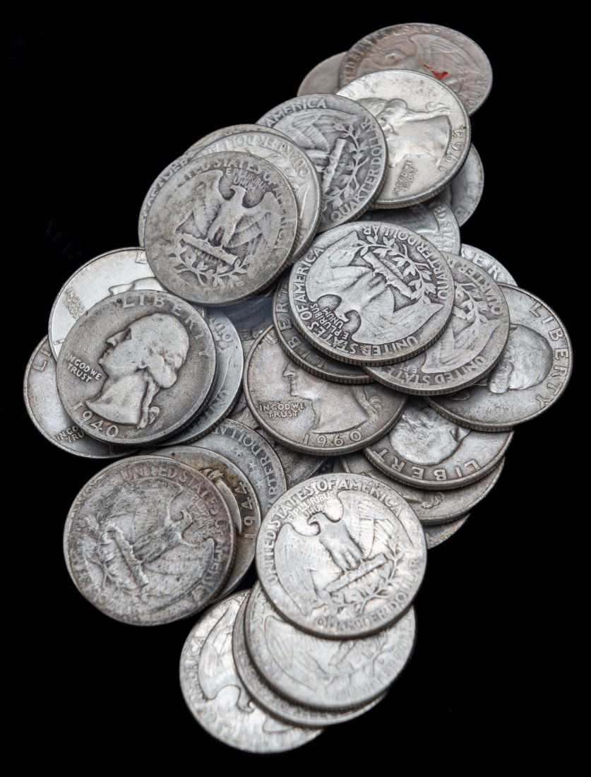 $10 Face Value United States 90% Silver Washington Quarters (1 of 2)