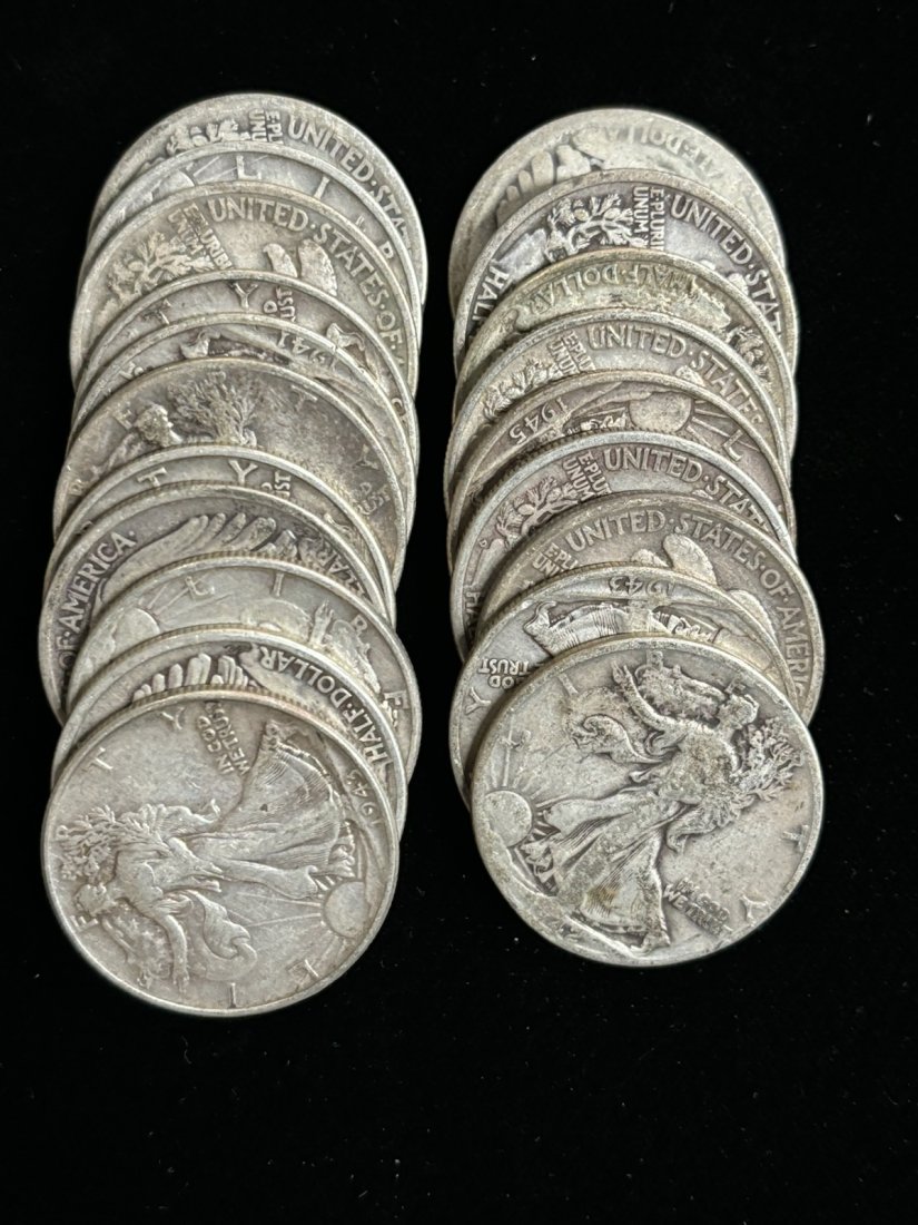 $10 Face Value United States 90% Silver Walking Liberty Half Dollars (1 of 1)