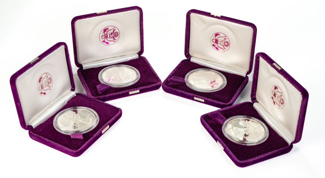 Four (4) 1986 United States Proof 1ozt Silver Eagles (1 of 4)