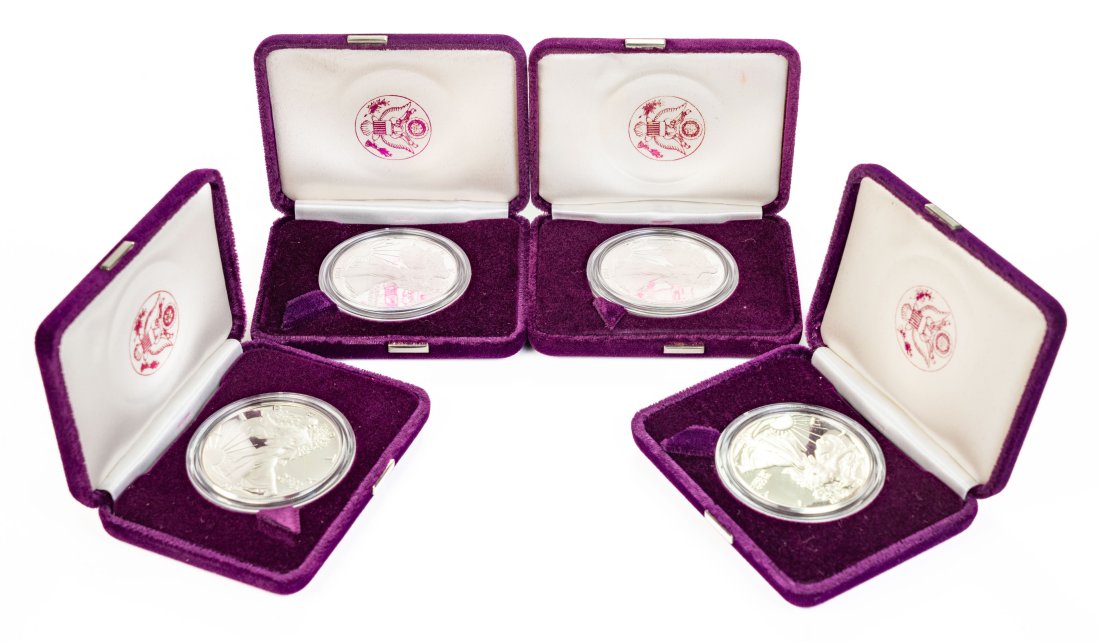 Four (4) 1987 United States Proof 1ozt Silver Eagles (1 of 4)