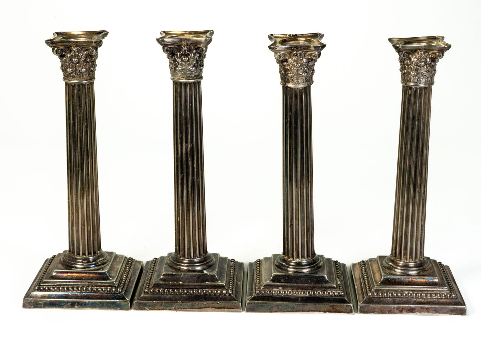 Four (4) Antique Gorham Silver Plated Column Form Candlesticks (1 of 6)
