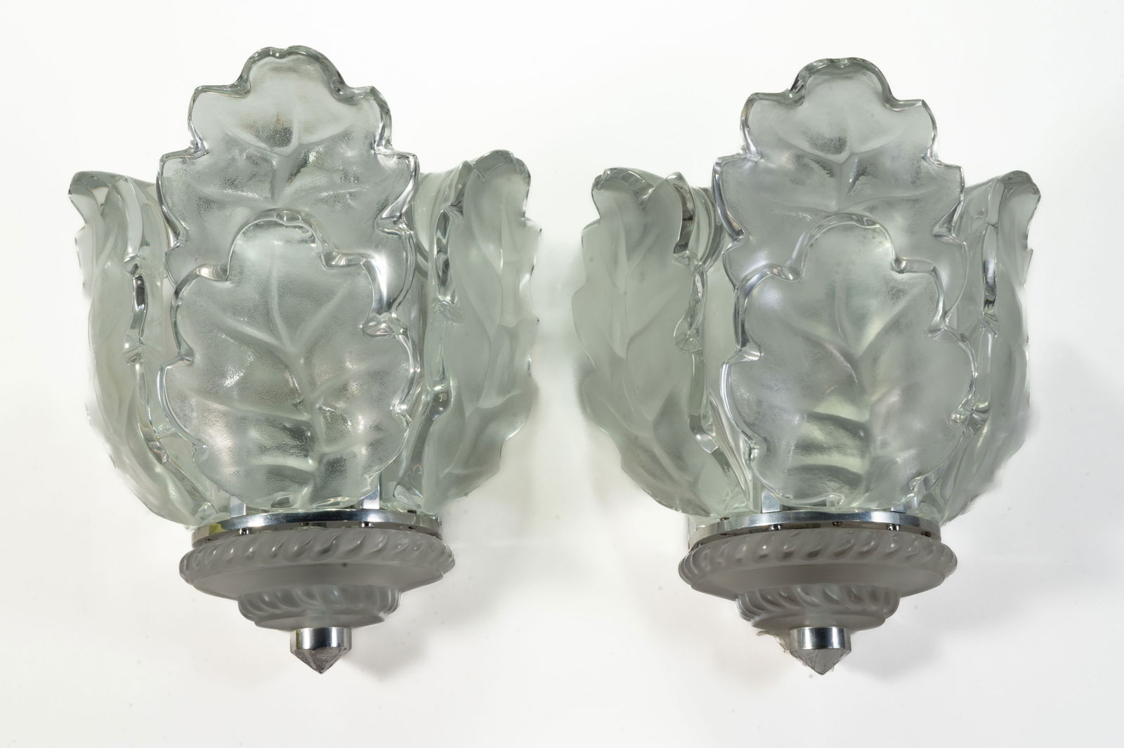 Lalique "Chene" Oak Leaf Glass Sconces- a Pair (1 of 7)