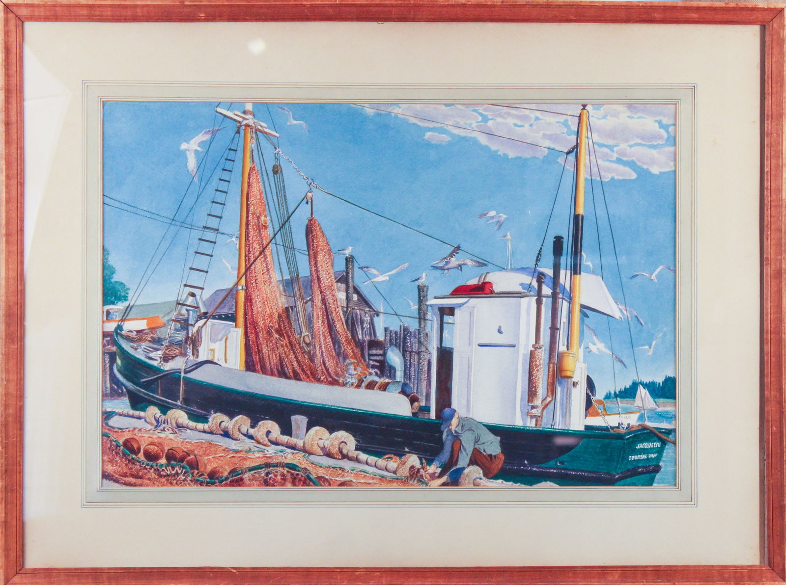 John Rutherford Boyd (American, 1882-1951) Watercolor "Jacquelyne, A Dragger" (1 of 4)