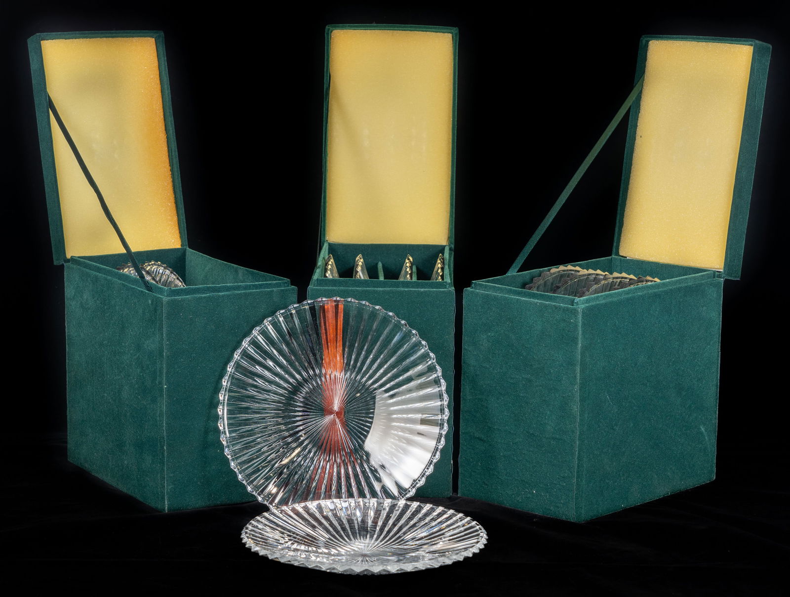 Set of Twelve (12) Val St. Lambert Crystal Dessert Plates (1 of 5)