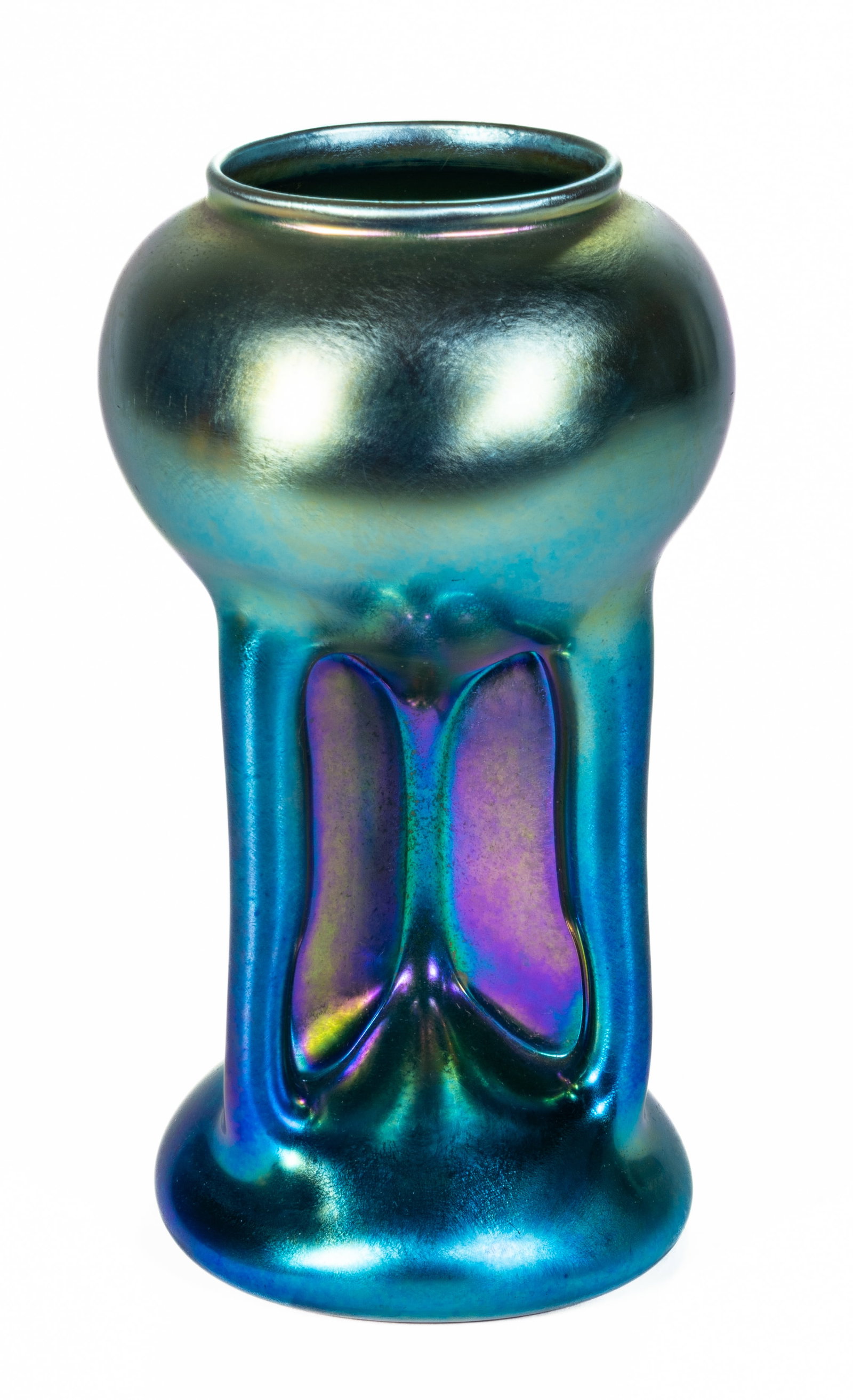 Steuben Blue Aurene Pinched Glass Vase (1 of 8)