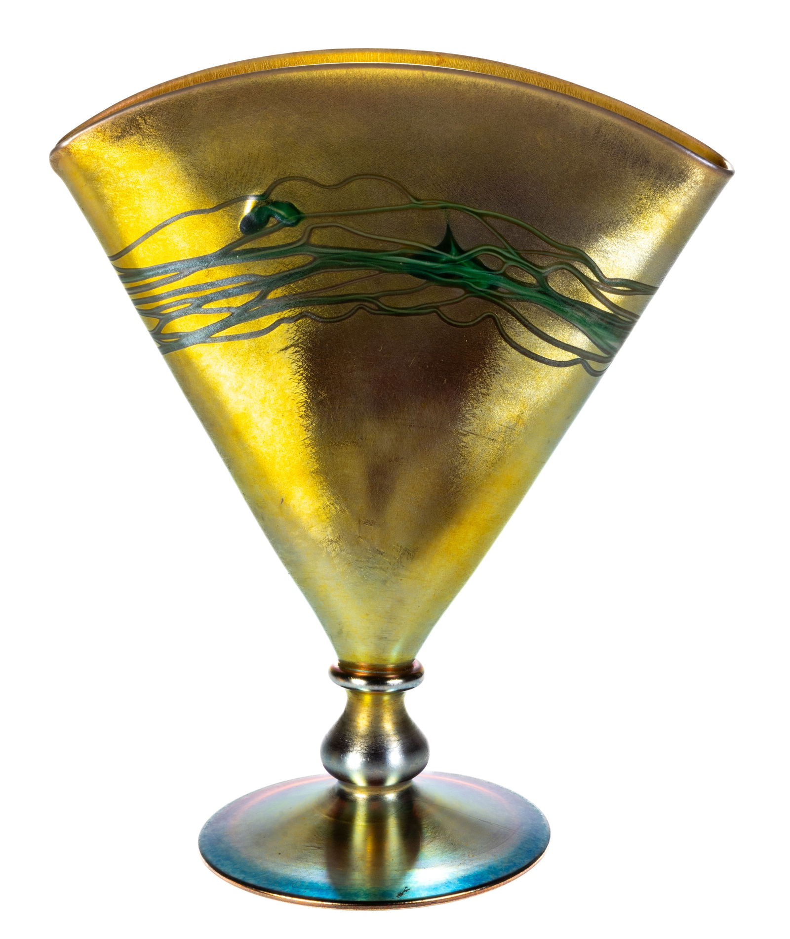 Steuben Decorated Gold Aurene  Fan Vase (1 of 7)